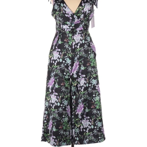 FOXIEDOX FLORAL BLACK SLEEVELESS TINLEY JUMPSUIT - Picture 3 of 5